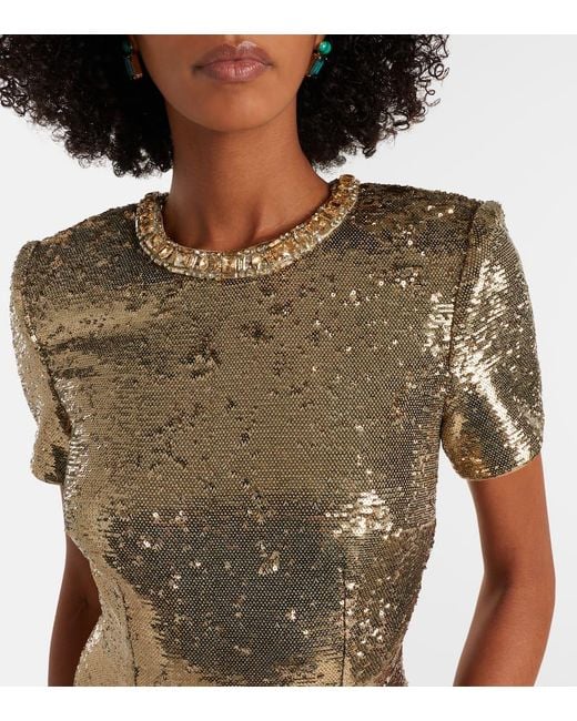 Roland Mouret Natural Robe Mit Pailletten Und Kristallen