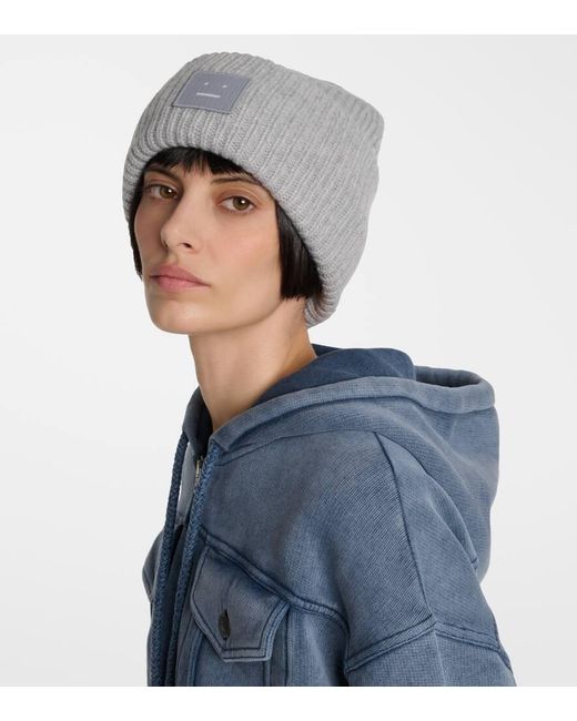 Acne Gray Beanie Pansy aus Wolle