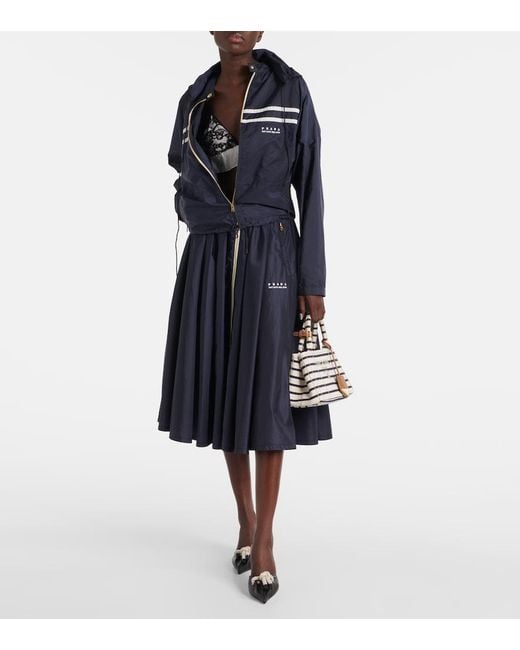 Prada Blue Re-Nylon Zip-Up Midi Skirt