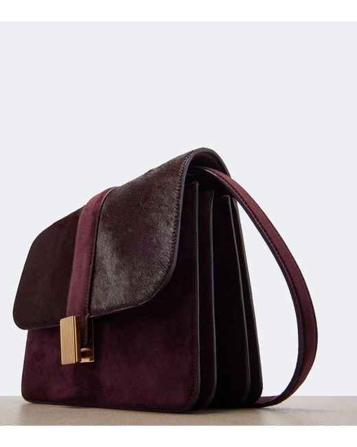 Khaite Purple Blake Medium Calf Hair Crossbody Bag