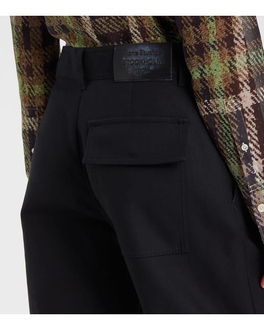 Acne Blue Layered Mid-Rise Cotton Satin Pants