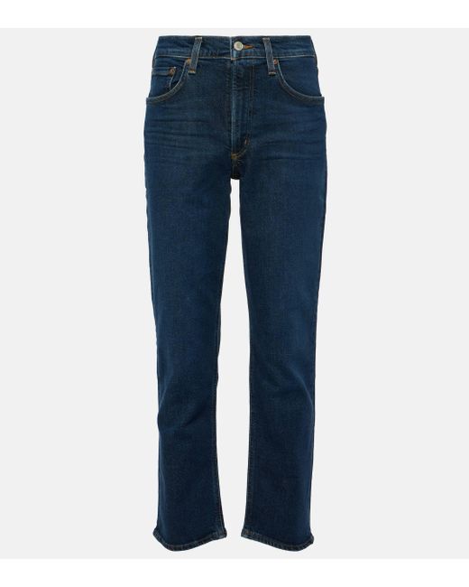 Agolde Blue Kye Mid-rise Cropped Straight Jeans