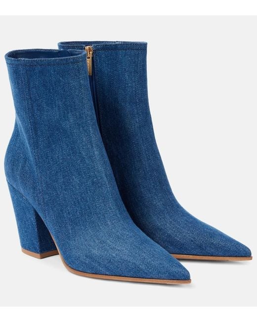 Gianvito Rossi Blue Keinna 85 Denim Ankle Boots