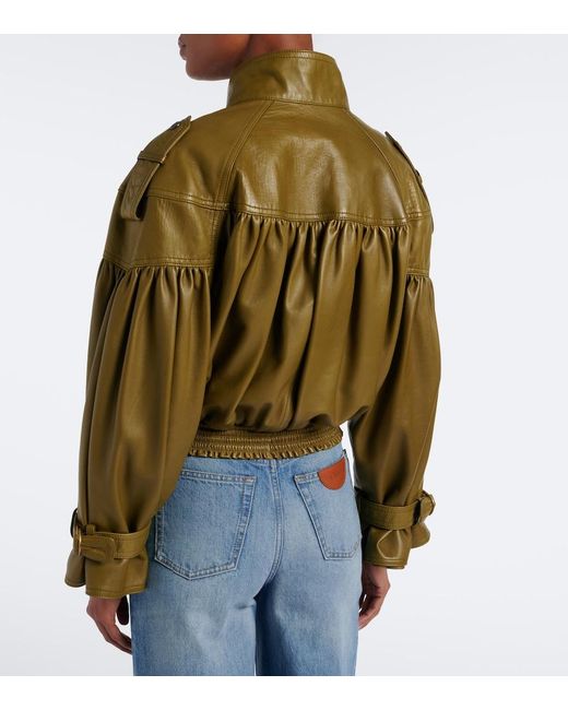 Chloé Green Cropped Leather Jacket