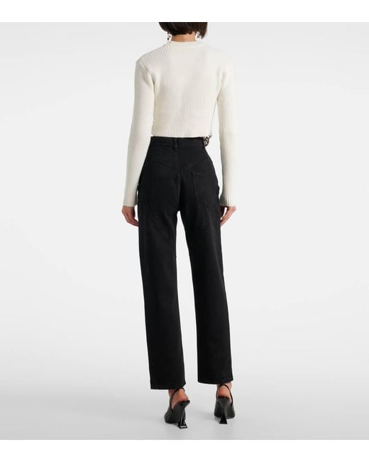 Area Blue Crystal-Embellished Straight Jeans