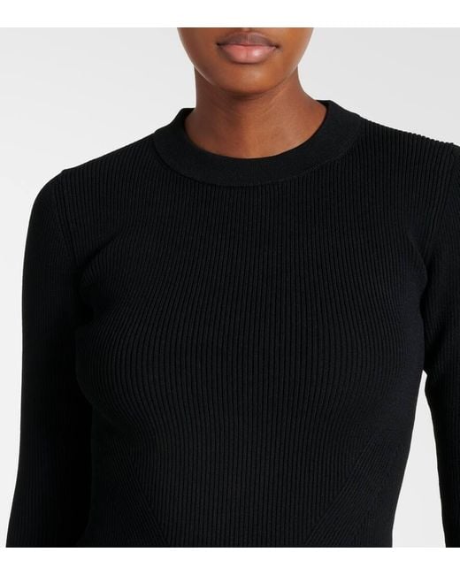 Jonathan Simkhai Black Agata Taffeta-Trimmed Ribbed-Knit Top