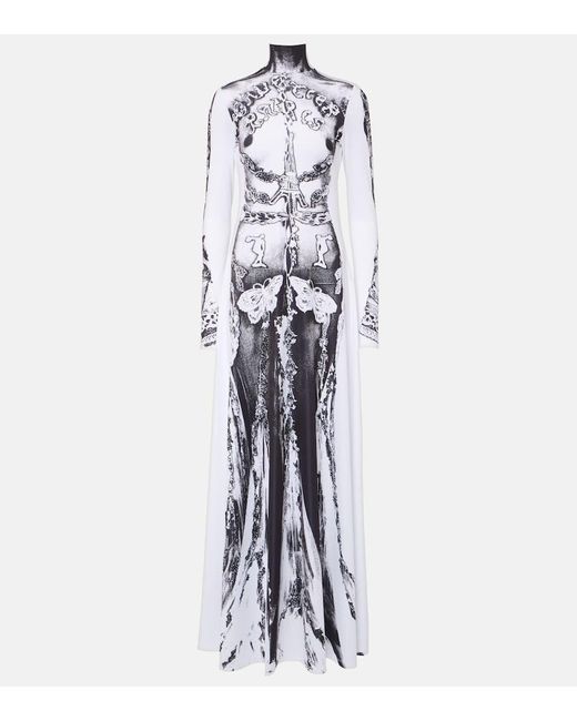 Vestido de fiesta Dentelle trompe l'oeil Jean Paul Gaultier de color White