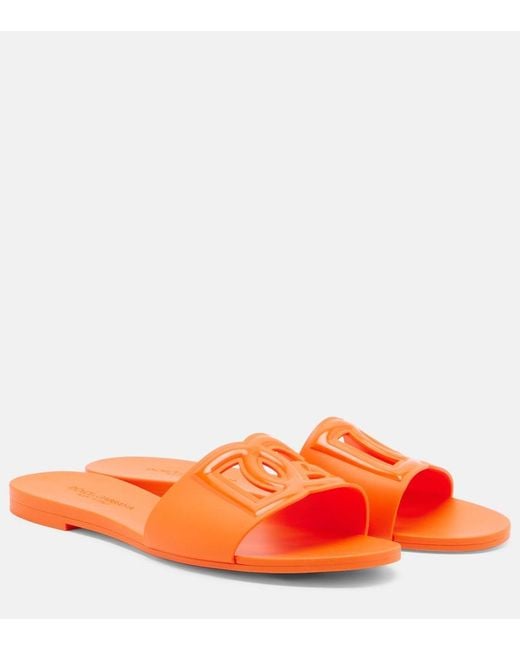 Dolce & Gabbana Orange Dg Rubber Slides