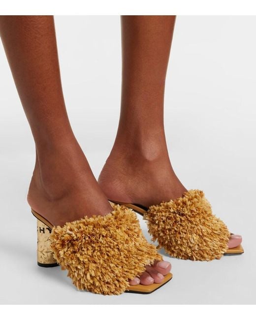 Givenchy Metallic Tape Raffia-Effect Mules