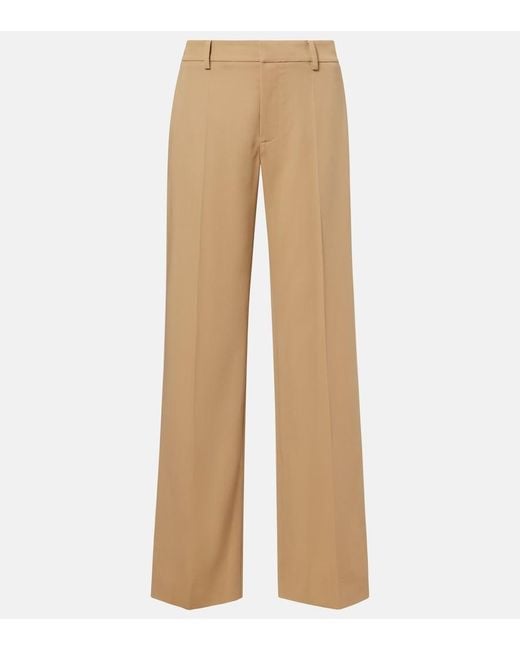 Ralph Lauren Natural Corrine Low-Rise Wool Wide-Leg Pants