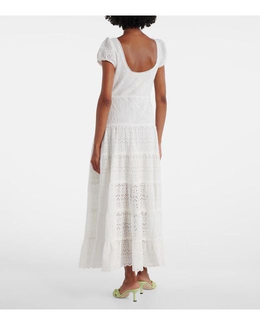 Rixo White Remi Broderie Anglaise Cotton Midi Dress