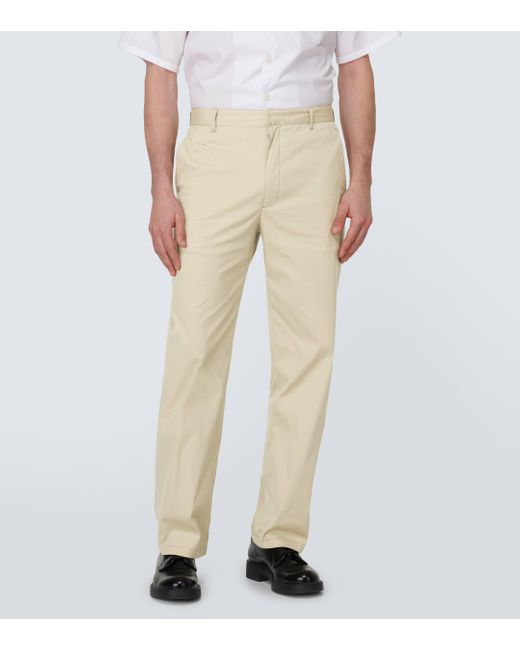 Prada Natural Cotton-blend Straight Pants for men