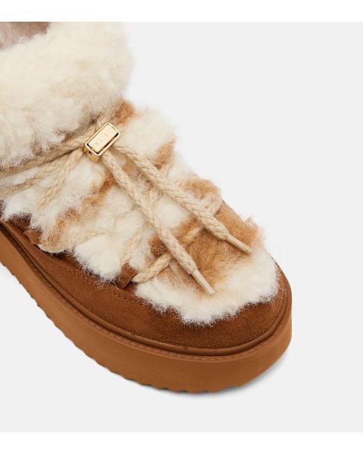 Bottines Apres-Ski Teddy Platform En Daim Inuikii en coloris Brown