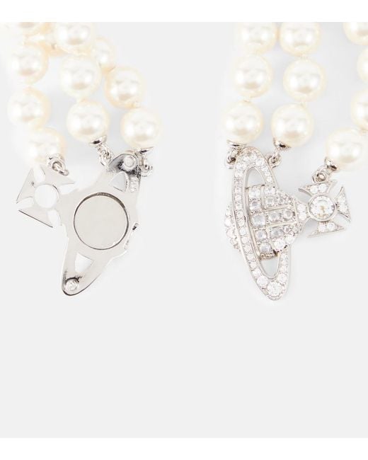 Vivienne Westwood White Graziella Embellished Faux Pearl Bracelet