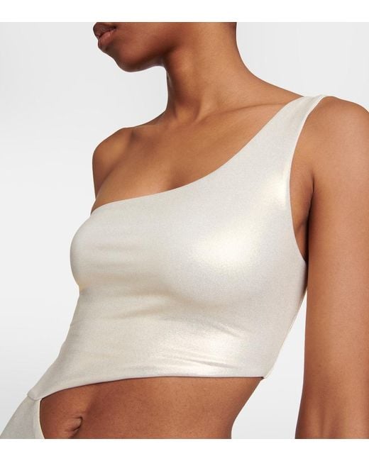 Melissa Odabash White Nassau Metallic Asymmetric Swimsuit