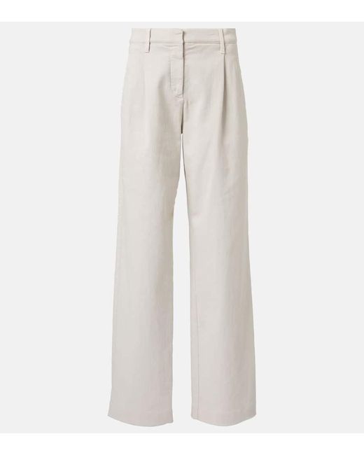 Brunello Cucinelli White High-Rise Wide-Leg Jeans