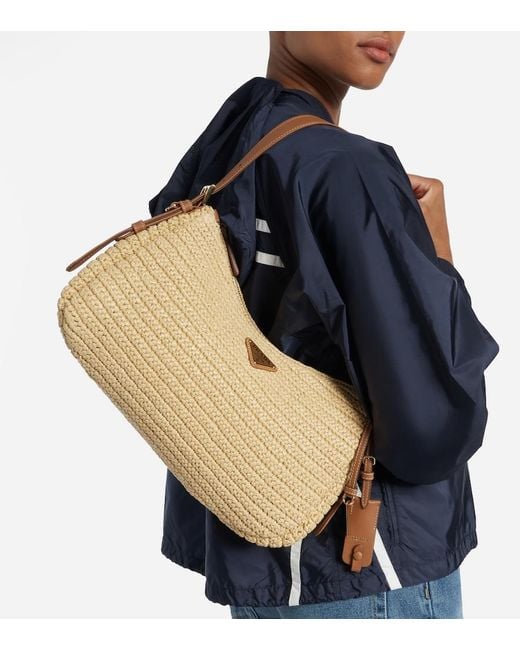Prada Natural Aimee Large Crochet Shoulder Bag