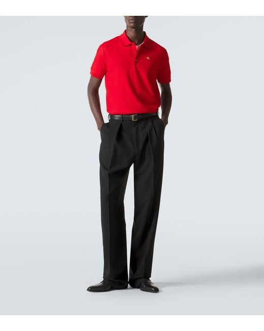 Burberry Red Ekd Cotton Pique Polo Shirt for men