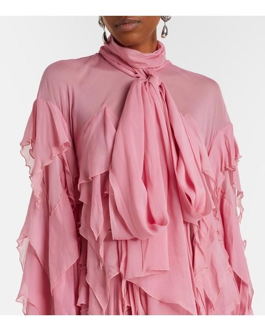 Blumarine Pink Tiered Chiffon Minidress
