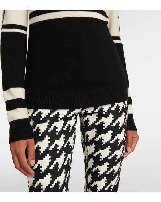 Perfect Moment Black Schild Intarsia Wool Turtleneck Sweater
