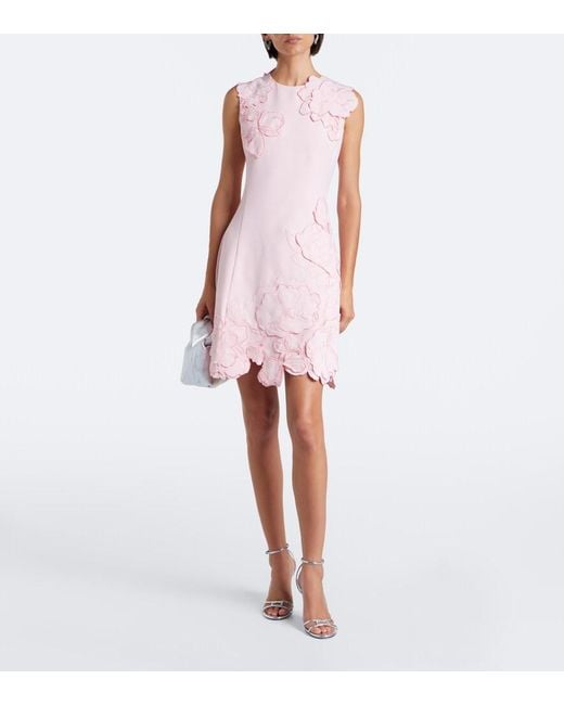 LEO LIN Pink Floral-Applique Minidress
