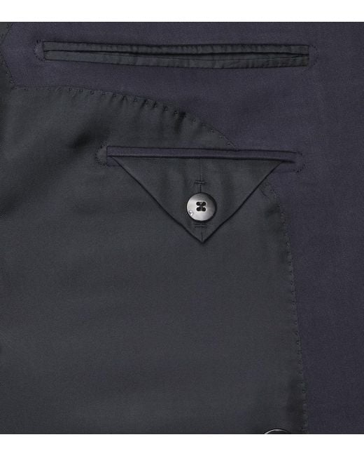 Tom Ford Blue Double-Breasted Silk Blazer for men