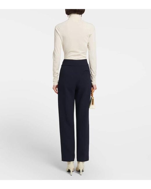 Blazé Milano Blue Basque High-Rise Virgin Wool Pants