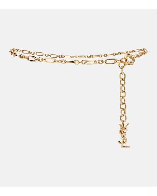 Saint Laurent White Cassandre Chain Belt
