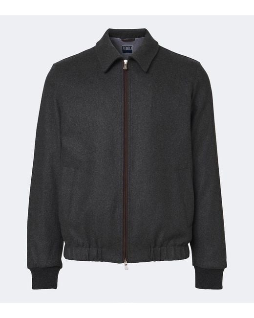 Fedeli Black Cashmere Blouson Jacket for men
