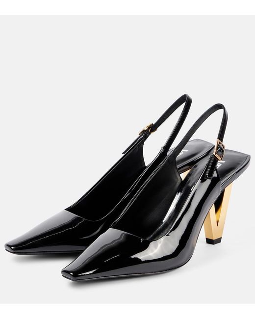 Versace Black Patent Leather Slingback Pumps
