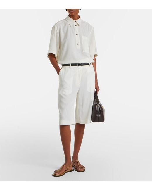 Totême White Semi-Sheer Bermuda Shorts