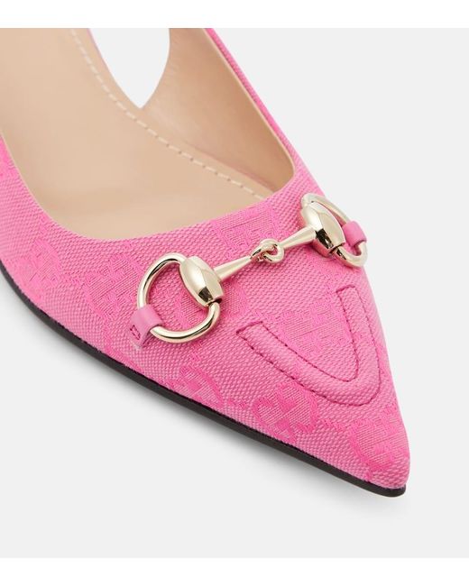 Ballerine slingback Horsebit GG di Gucci in Pink