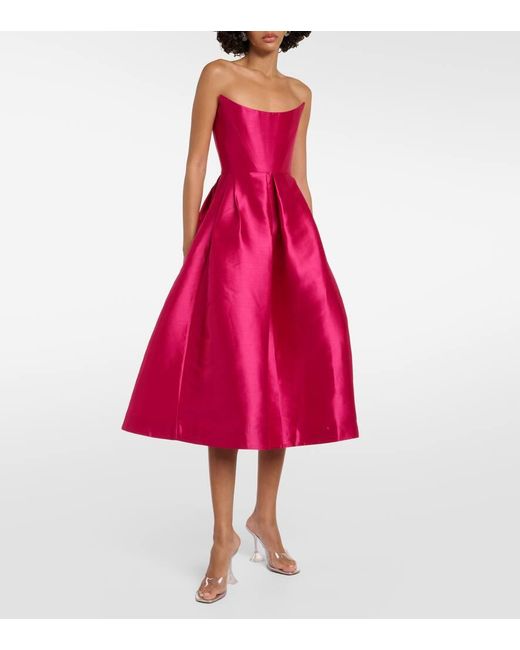 Alex Perry Red Strapless Midi Dress