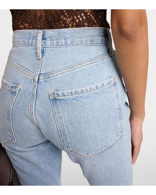 Agolde Blue Riley High-Rise Cropped Straight Jeans