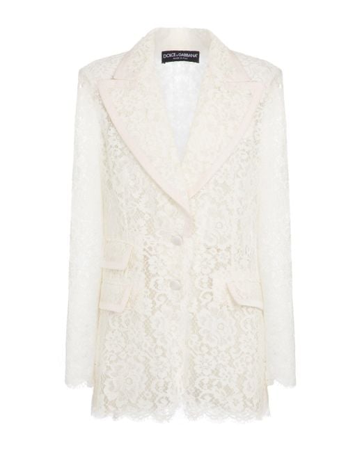 Dolce & Gabbana White Lace Blazer