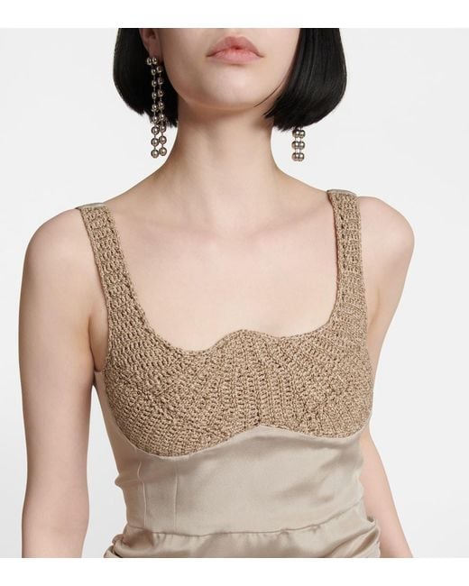 The Mannei Natural Almeria Ruched Silk-Blend Minidress