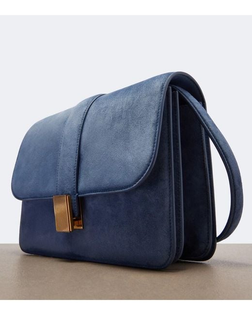 Khaite Blue Blake Suede Crossbody Bag