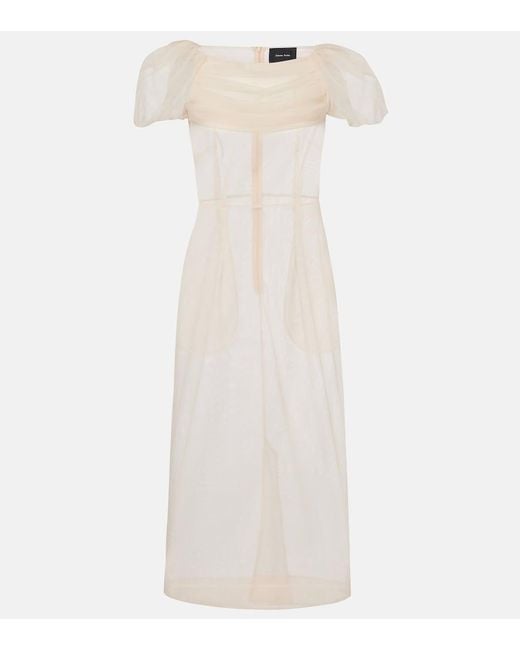 Simone Rocha White Tulle Midi Dress