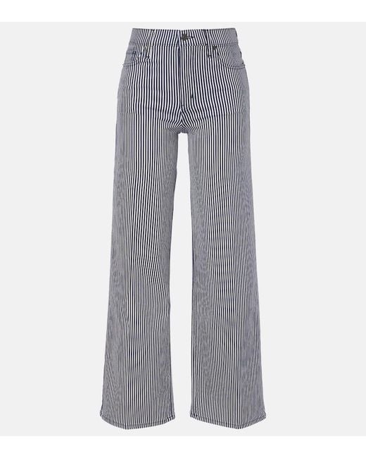 FRAME Gray Le Slim Palazzo Striped Wide-Leg Pants