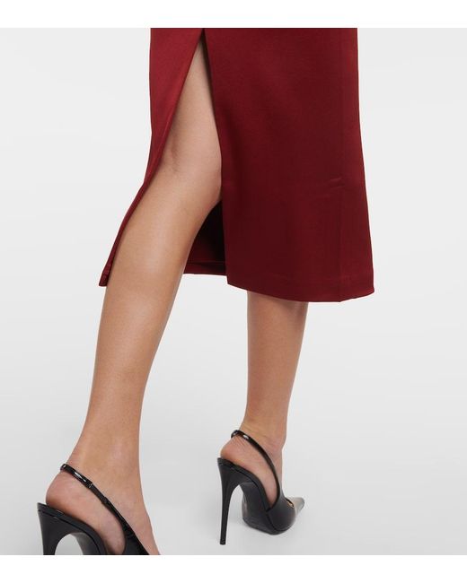 Alex Perry Red Satin Crepe Midi Dress