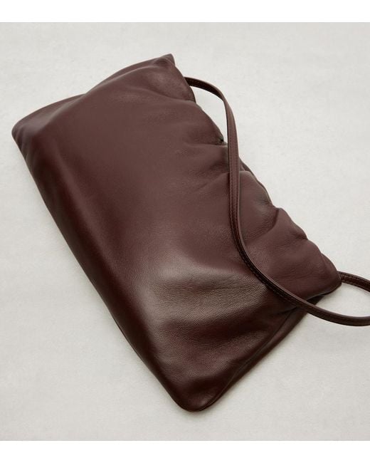 The Row Brown Xl Bourse Leather Shoulder Bag