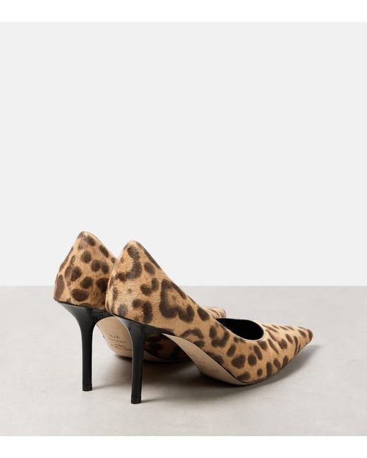 Jimmy Choo Yellow Leo 85 Leopard-Print Calf Hair Pumps