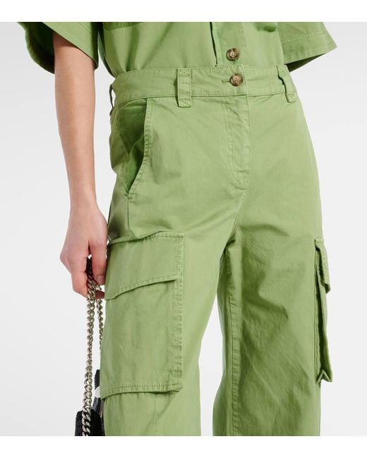 Pantaloni cargo in canvas di cotone a vita media di Stella McCartney in Green