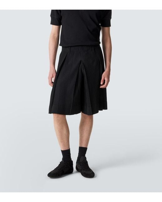 Homme Plissé Issey Miyake Black Tailored Pleats 2 Bermuda Shorts for men