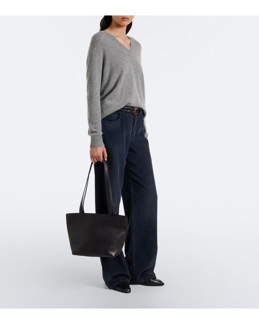 The Row Black Parker Medium Leather Tote Bag