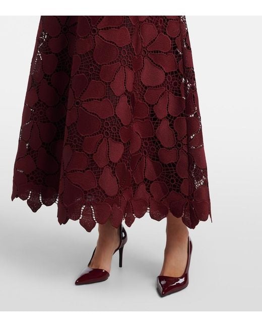 elie saab guipure lace dress Elie Saab Guipure Lace Silk-Blend Maxi Dress in Red