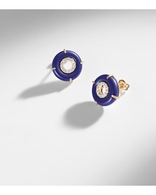 Mateo Blue 14Kt Earrings With Lapis Lazuli And Diamonds