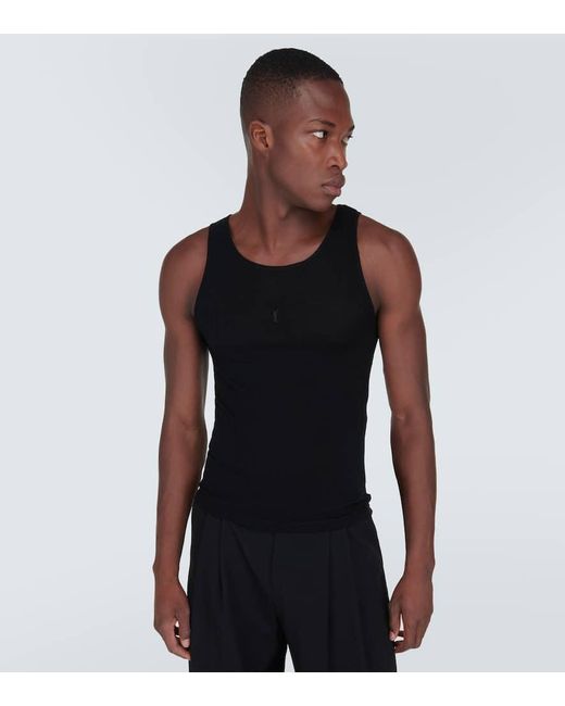 Saint Laurent Black Cassandra Wool Tank Top for men