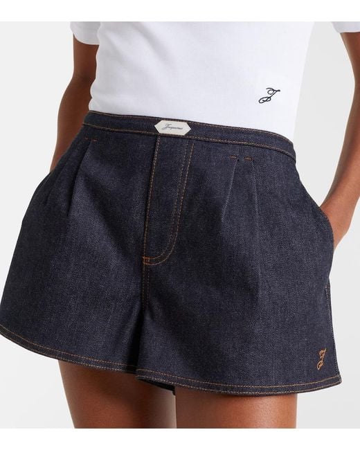 Jacquemus Blue Logo Denim Shorts