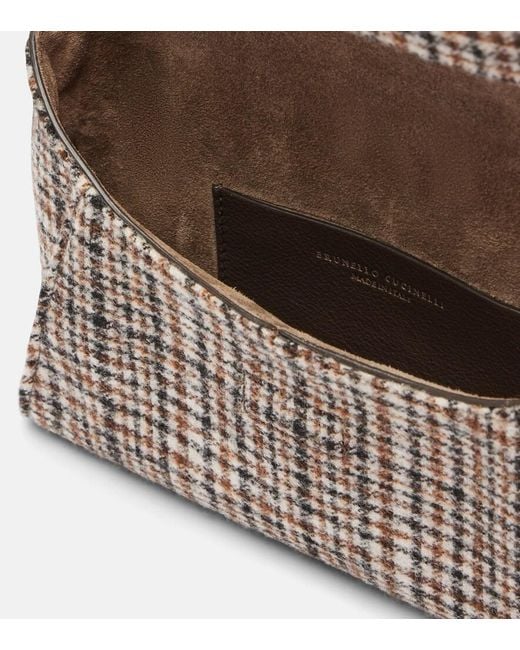 Brunello Cucinelli Metallic Monili Mini Plaid Clutch